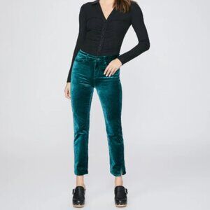 Paige - Cindy - Midnight Cyan Velvet Straight Leg Pants Sz 31 NEW
